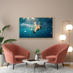Poster Frame in living room Psd Mockup