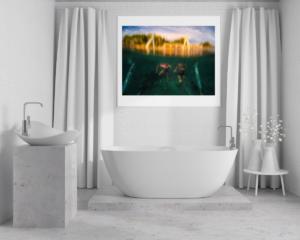 Poster Frame Mockup on bathroom Interior